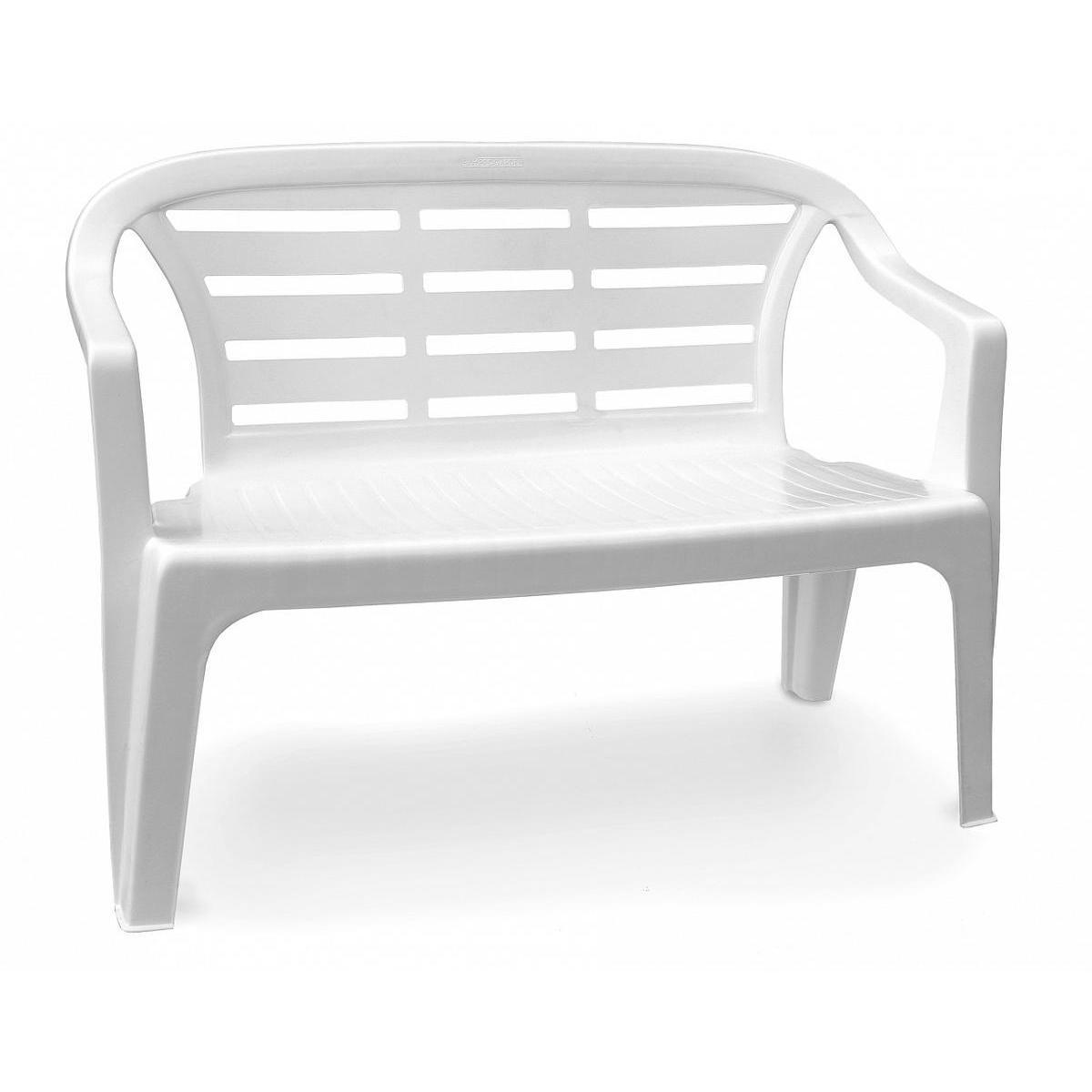 Banc effet bois - 114 x 55 x H 82 cm - Blanc