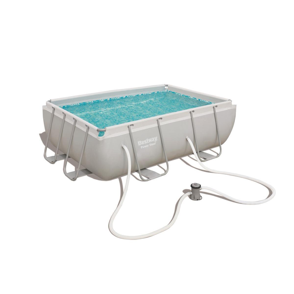 Piscine tubulaire rectangulaire Power Steel avec pompe 1.249m3/h - 282 x 84 x 196 cm - Gris - BESTWAY