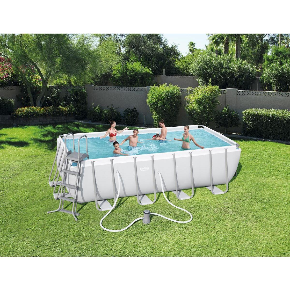 Piscine tubulaire rectangulaire Power Steel avec kit et diffuseur - 488 x 122 x 244 cm - Gris - BESTWAY