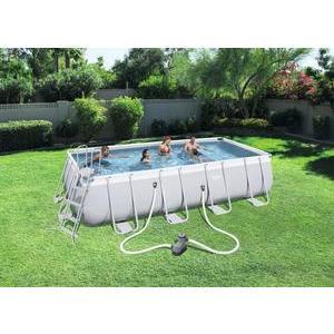 Piscine tubulaire Power Steel - L 549 x H 122 x l 274 cm - Gris - BESTWAY