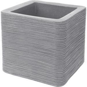 Pot cube effet stries - 40 x H 34 x 40 cm - Différents coloris - Gris clair