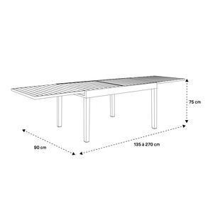 Table extensible Goa - L 135 x H 74 cm - Gris anthracite