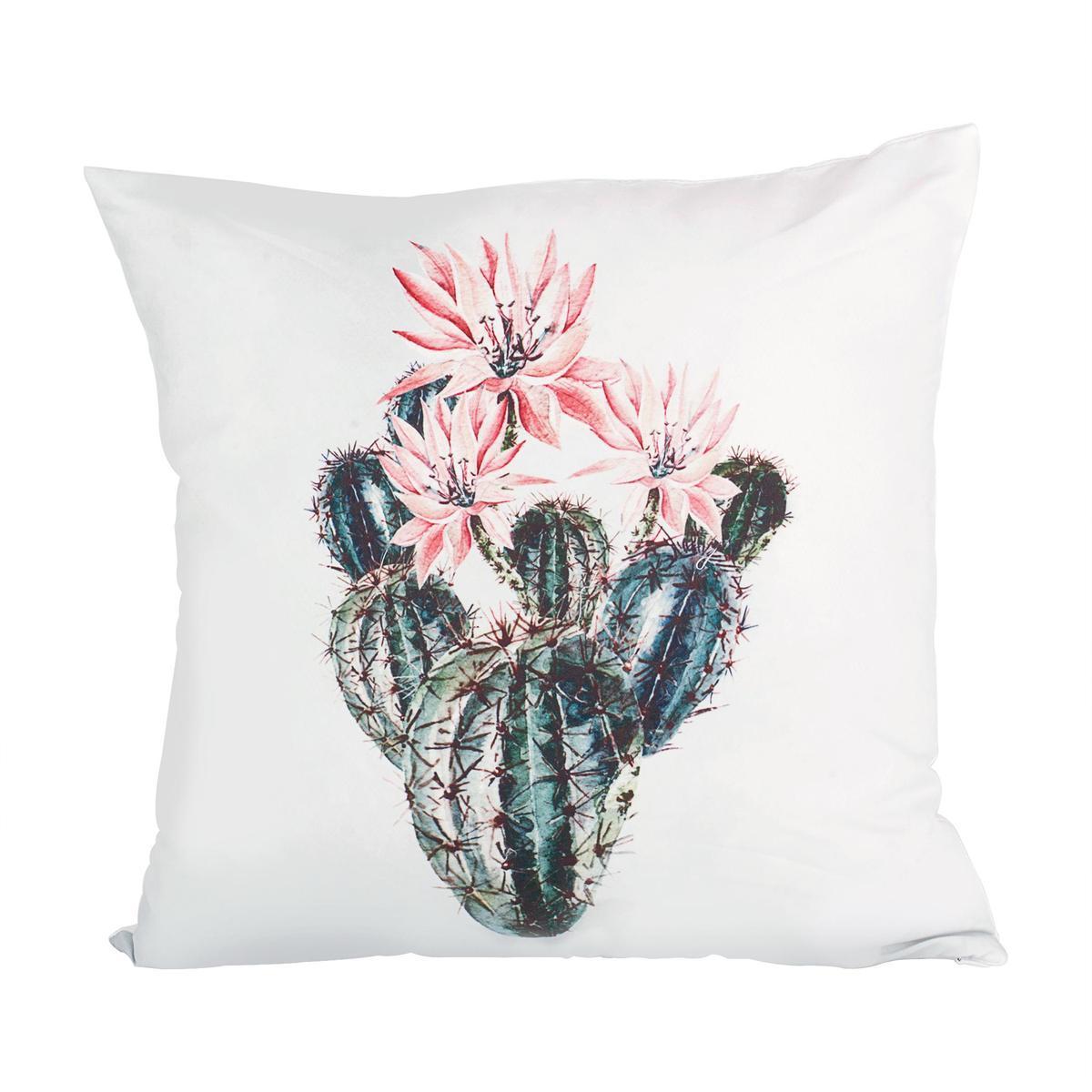 Housse de coussin cactus fleuri - 40 x 40 cm