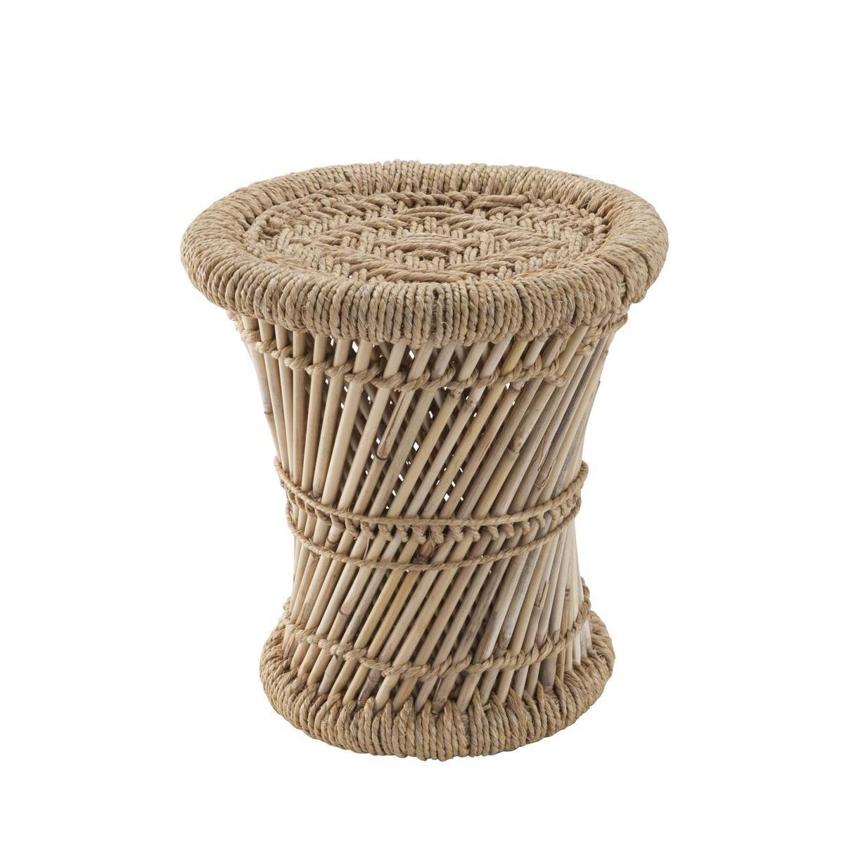Bout de canapé en bambou - Petit format - ø 30 x H 30 cm - Beige