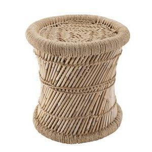 Bout de canapé en bambou - Grand format - ø 38 x H 37 cm - Beige