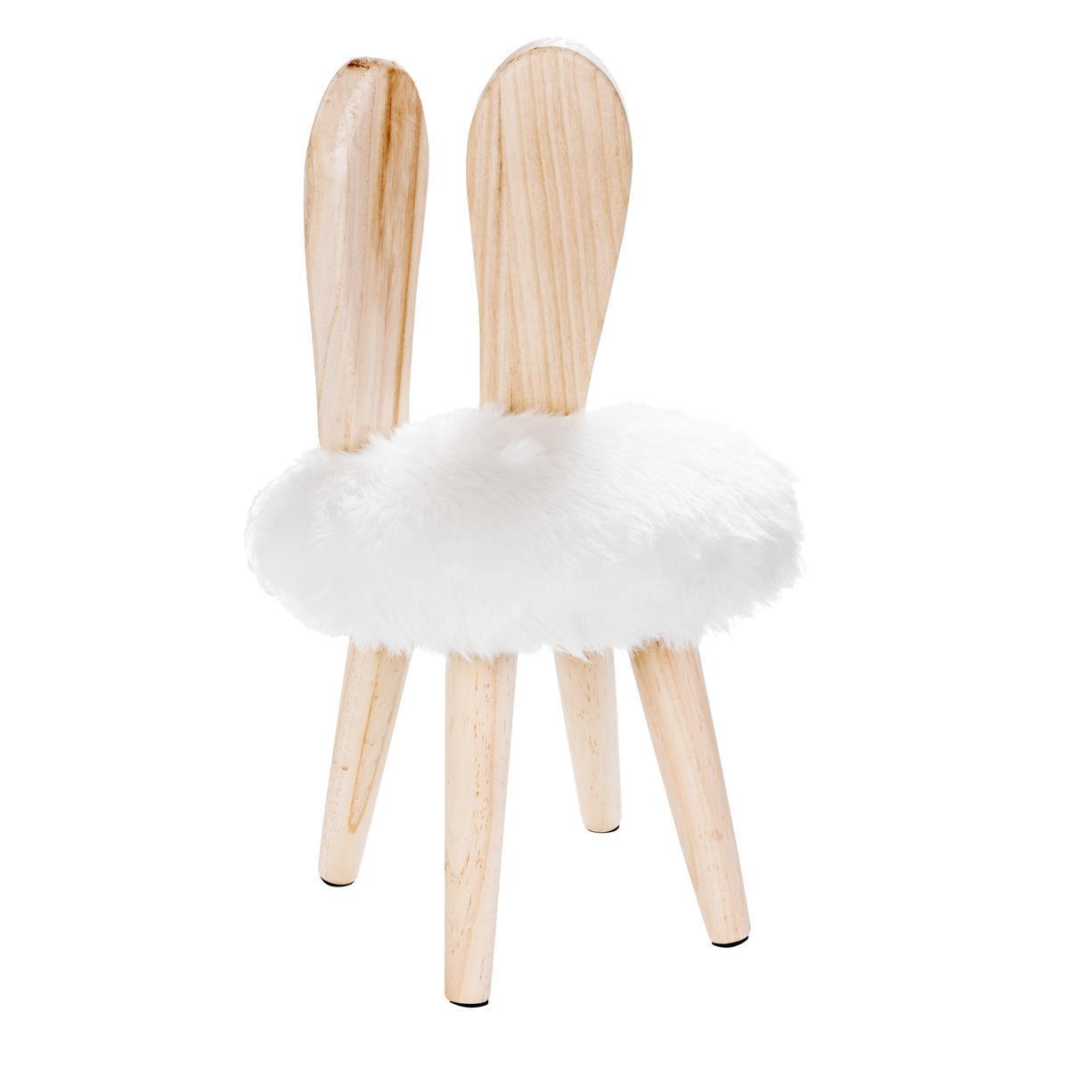 Chaise enfant lapin - ø 30 x H 45 cm - Marron, blanc - MINI K.KOON
