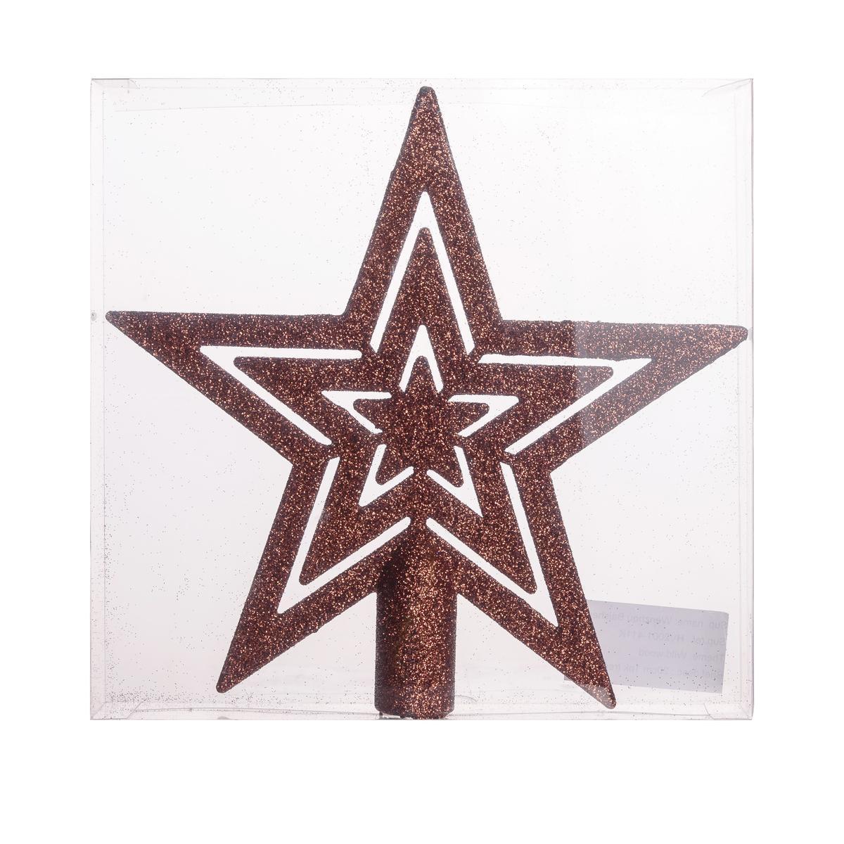 Cimier pailleté étoile - H 20 cm - Marron
