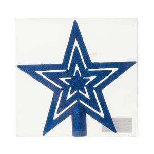 Cimier pailleté étoile - H 20 cm - Bleu