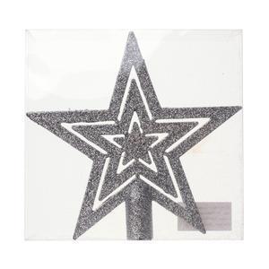 Cimier pailleté étoile - H 20 cm - Argent