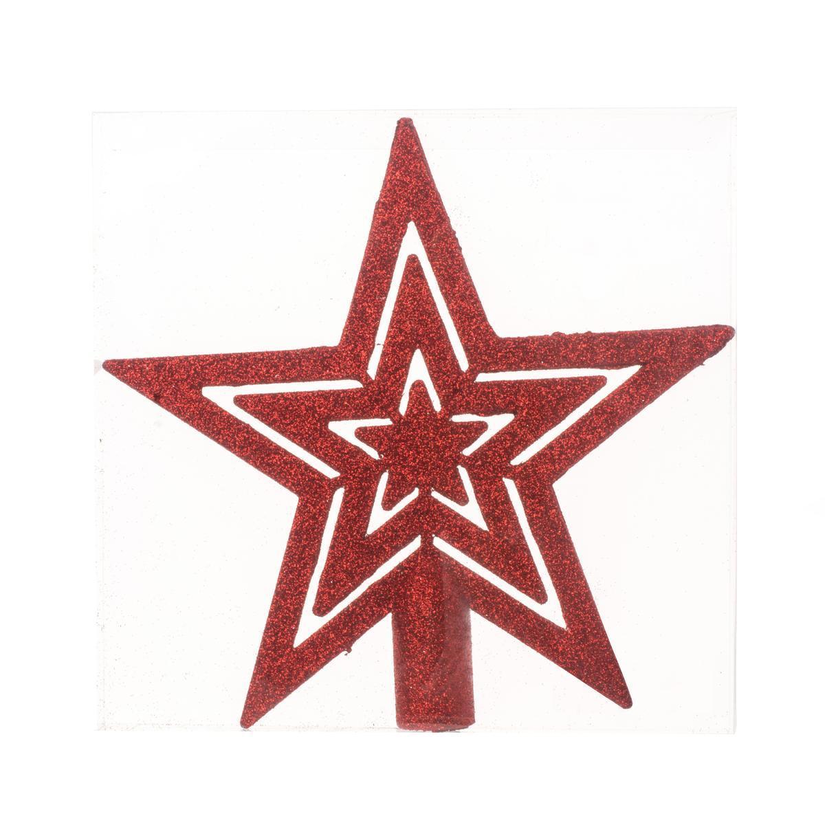 Cimier pailleté étoile - H 20 cm - Rouge