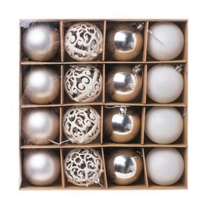 Mix de 16 boules de Noël assorties - ø 6 cm - Argent, blanc
