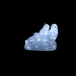 Silhouette électrique 3 pingouins LED - 34 x 15 x H 25 cm - Blanc froid