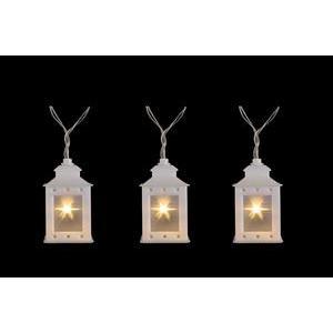 Guirlande électrique 10 lanternes LED - L 150 cm - Blanc chaud