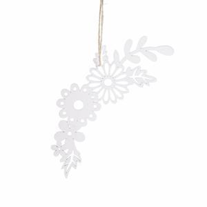 Suspension arc de fleurs - 22 x 8.5 cm - Blanc