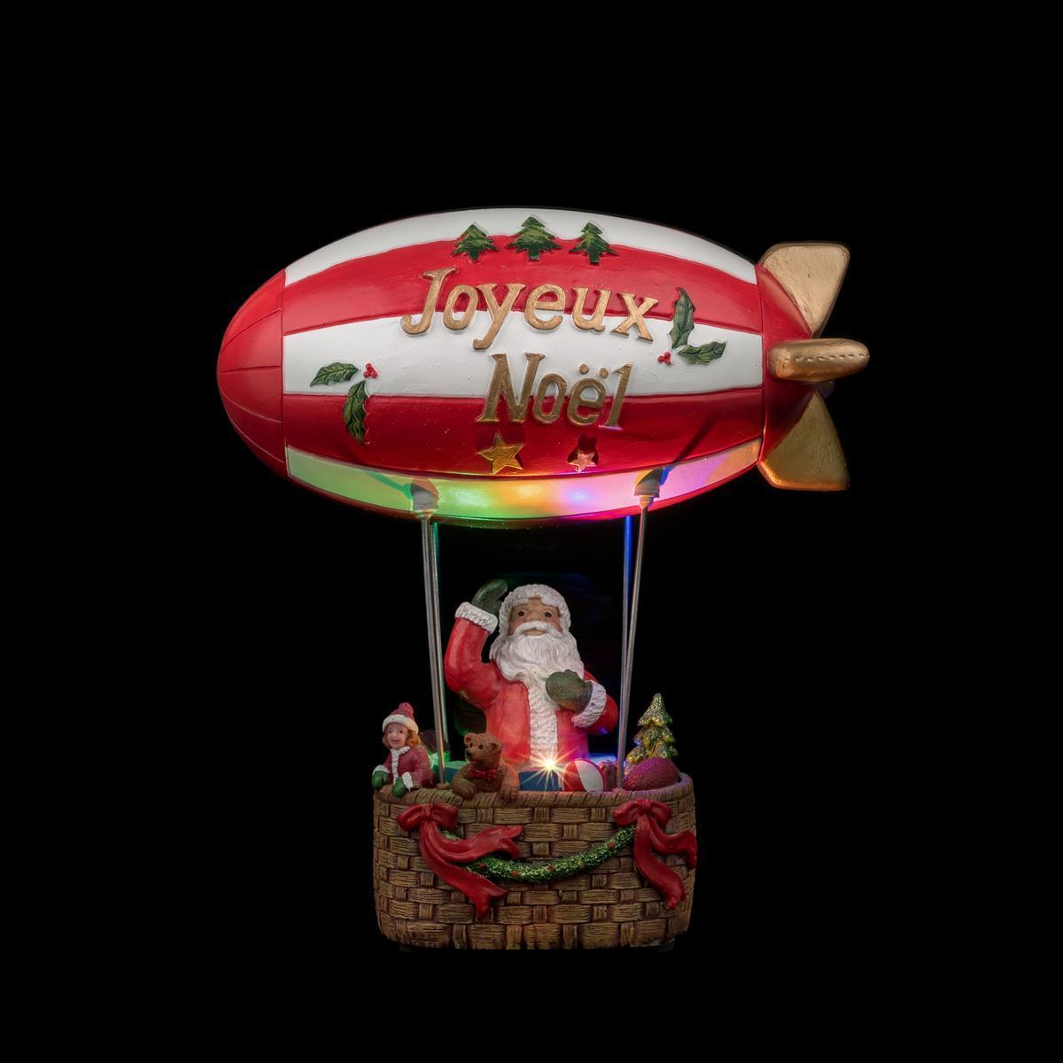 Dirigeable Père Noël Joyeux Noël 3 LED - 23 x 11.5 x H 26 cm