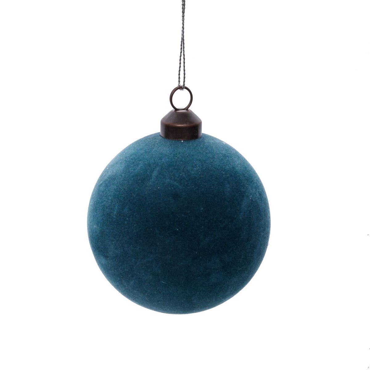 Boule de Noël surface en velours - ø 8 cm - Bleu