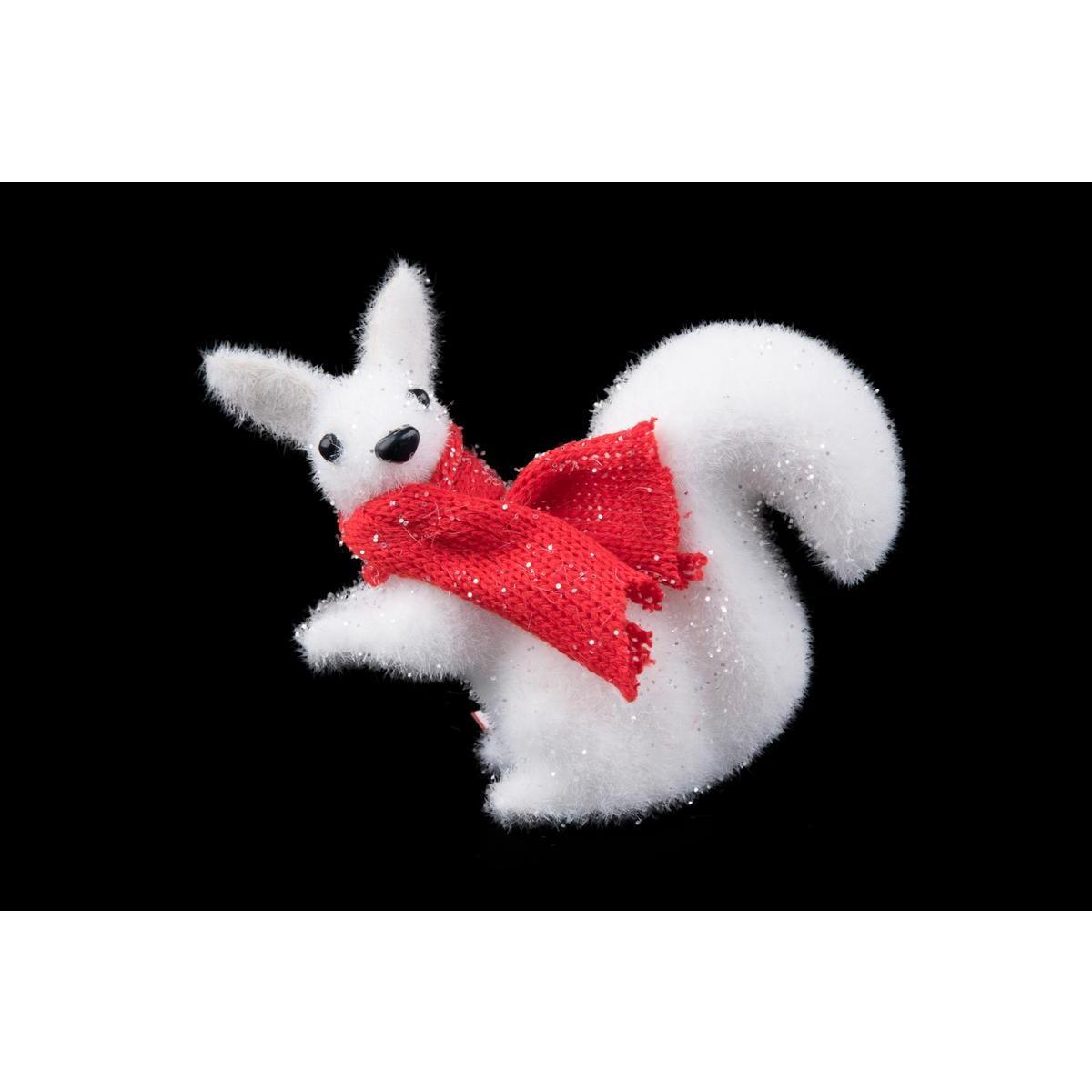 Suspension écureuil à écharpe - 12 x 4.5 x H 11.5 cm - Rouge, blanc