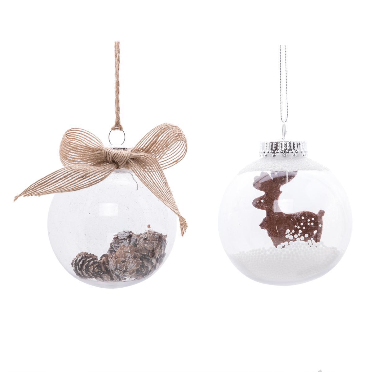 Boule de Noël pomme de pin ou renne - ø 2 cm - Différents modèles