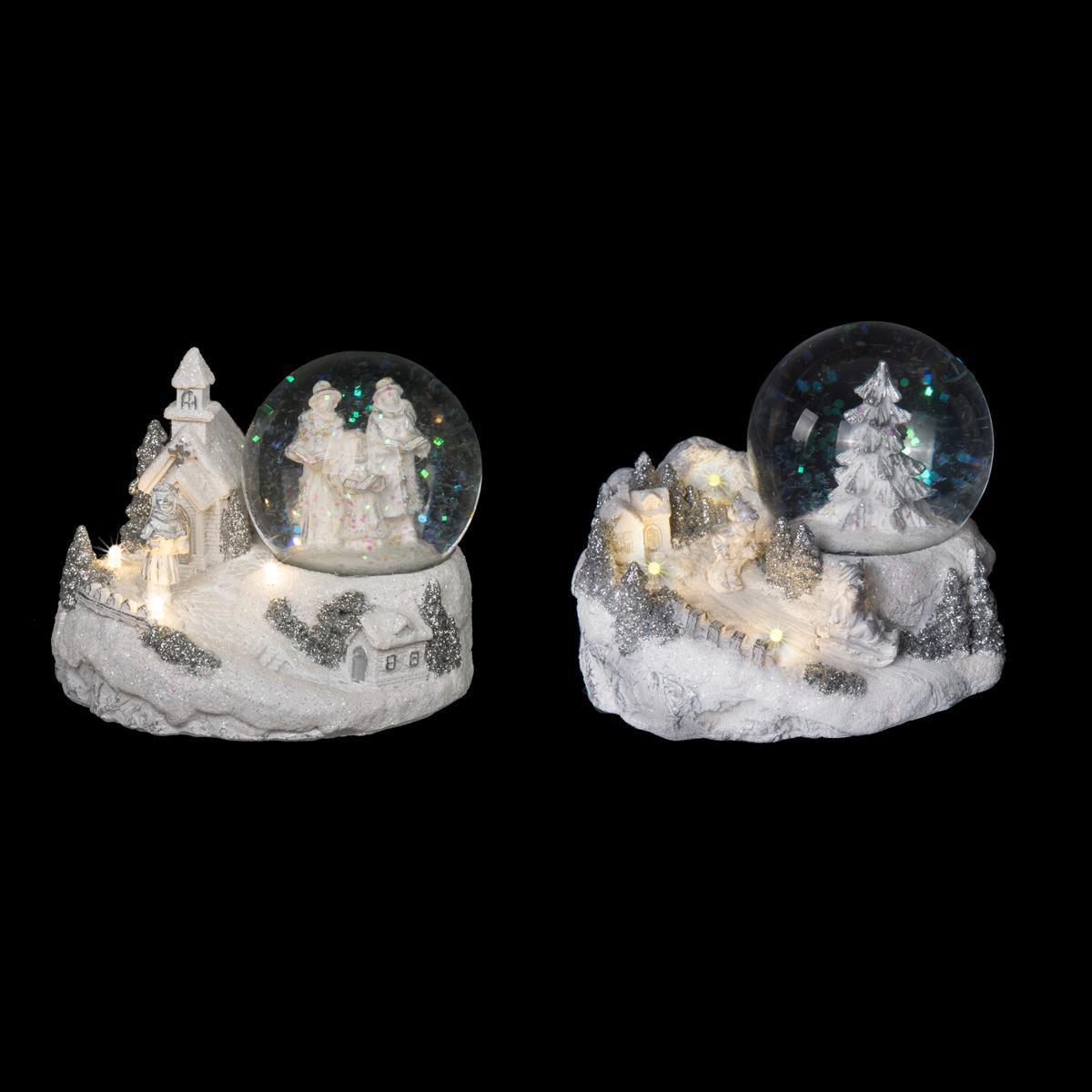 Boule à neige LED - 11.5 x 9.5 x H 9.5 cm - Différents modèles