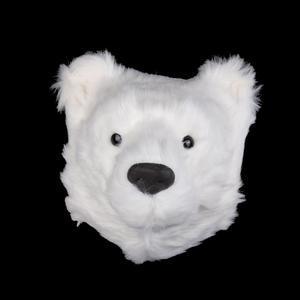 Tête d'ours polaire en fausse fourrure - 25 x 26 x H 25 cm