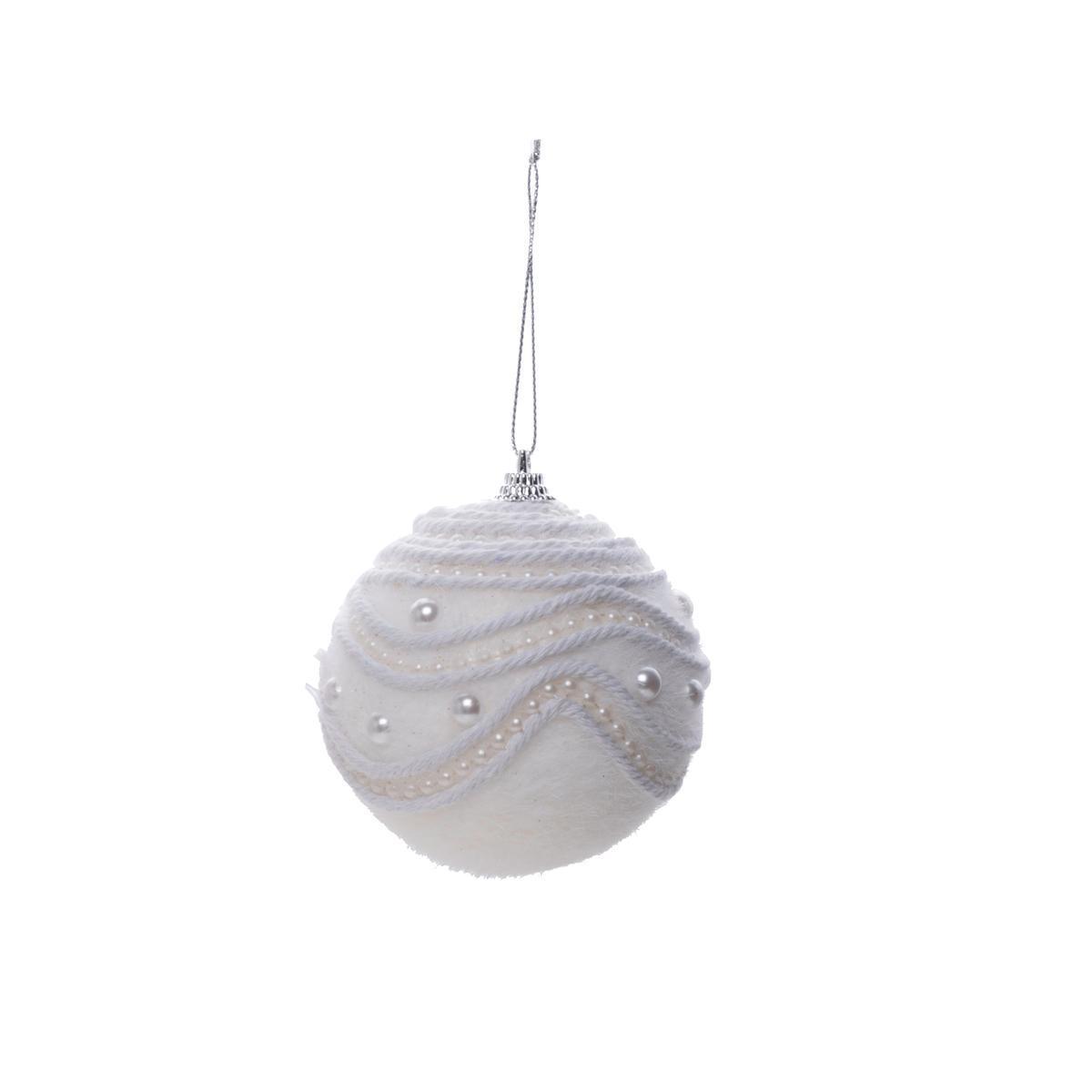 Boule de Noël rivière de perles - ø 8 cm - Blanc