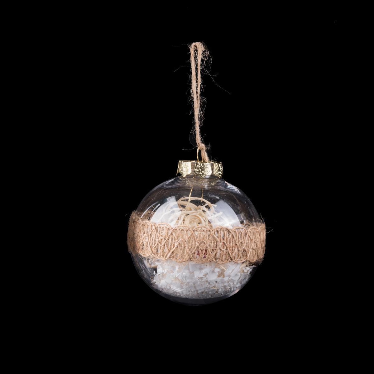 Boule de Noël ceinture en lin - ø 8 cm - Transparent