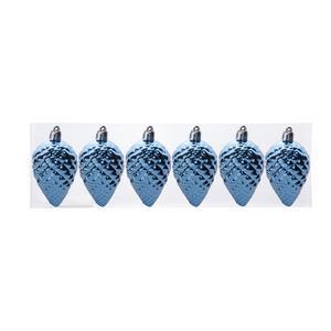 6 suspensions pomme de pin - H 6.5 cm - Bleu