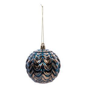 Boule imitation écorce - ø 8 cm - Bleu, bronze