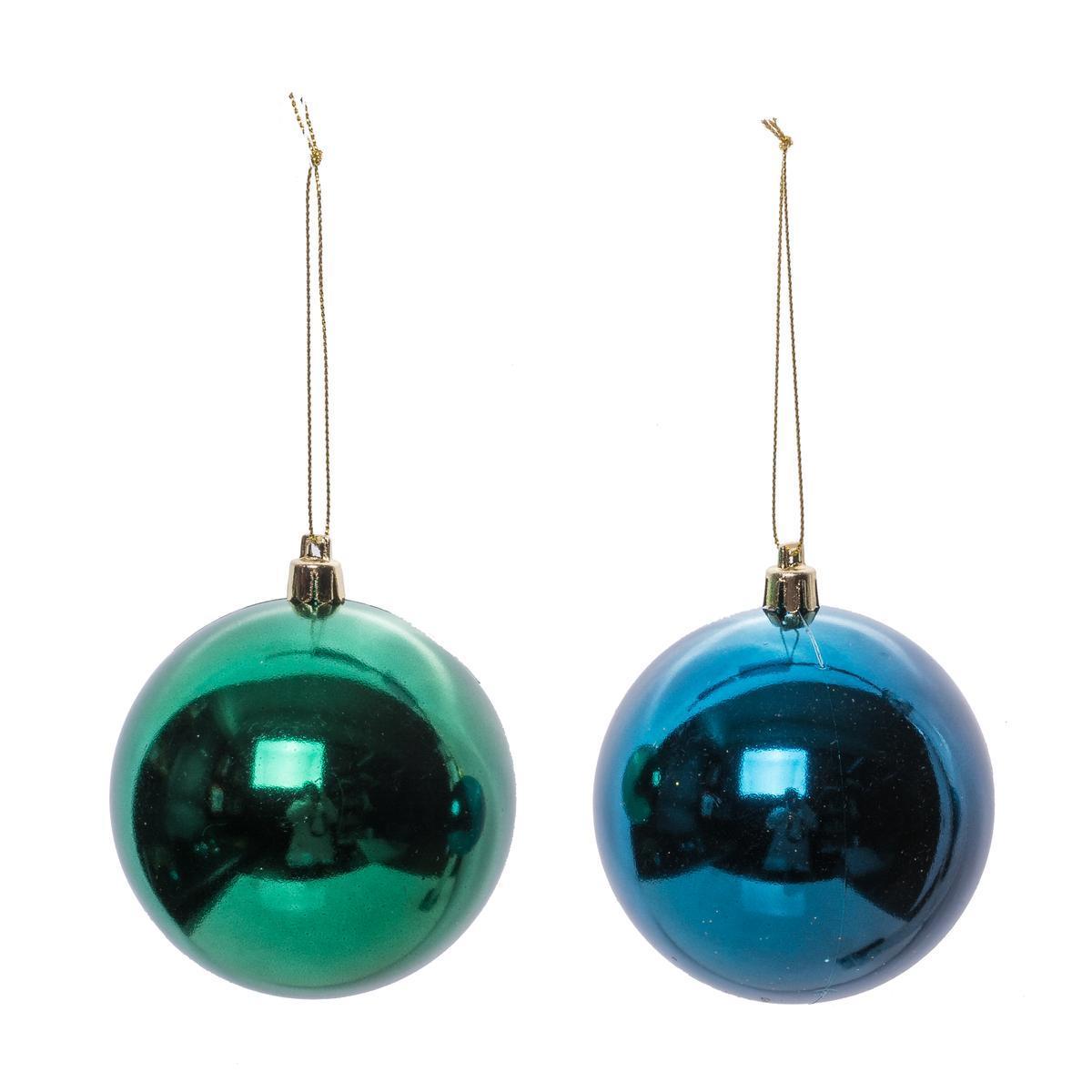 Boule brillante - ø 8 cm - Bleu, vert - Différents coloris