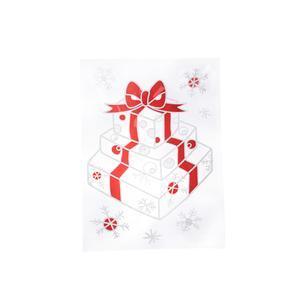 Vitrophanie cadeau de Noël - 28.5 x 40 cm - Rouge, blanc