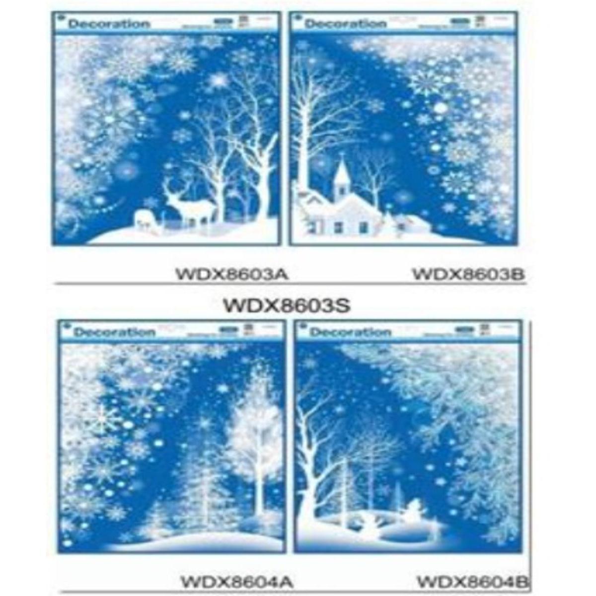 Vitrophanie forêt pailletée - 41 x 29 cm - Différents modèles - Bleu, blanc