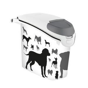 Conteneur à croquettes empilable silhouettes chiens - L 23.2 x H 35.5 x l 50.3 cm - Blanc