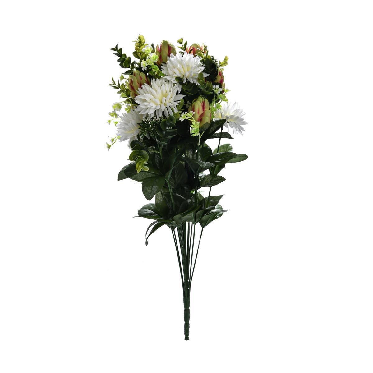 Bouquet de chrysanthèmes artificiels - H 60 cm - Différents modèles - Vert, rose, blanc