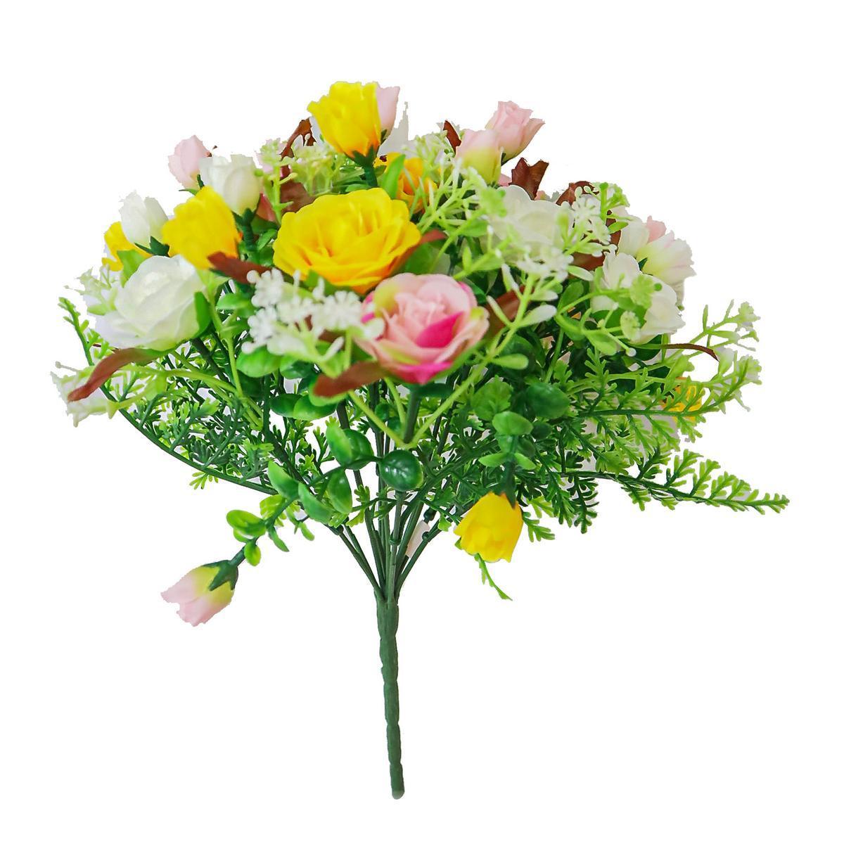 Bouquet de roses et de boutons de roses - H 32 cm - Différents coloris