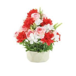 Pivoines et roses artificielles en pot - H 43 cm - Différents modèles - Rose, orange, rouge, blanc