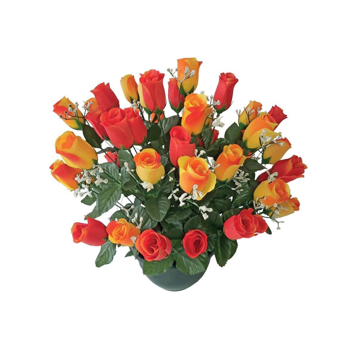 Coupe de roses et de gypsophiles synthétiques - 55 x 45 cm - Différents coloris - Orange, rouge, vert, violet, rose