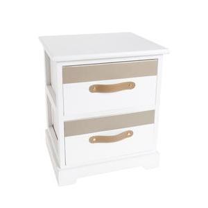 Meuble 2 tiroirs - Blanc, beige