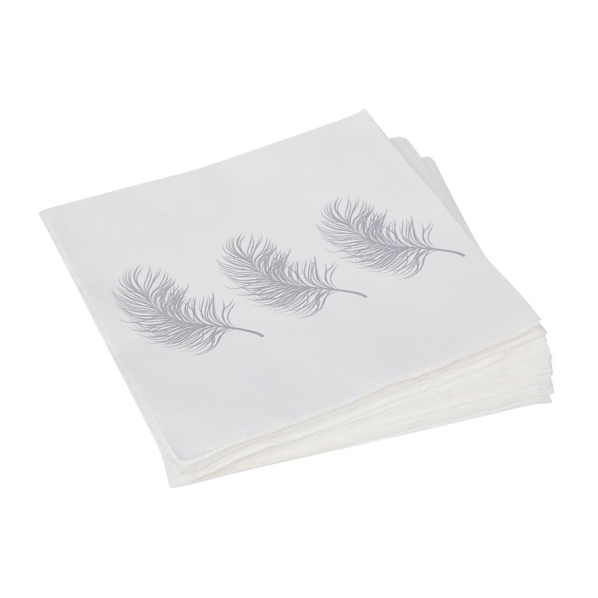 20 serviettes de table - Argent, blanc