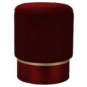 Tabouret art déco velours - ø 30.5 x H 38 cm - Rouge