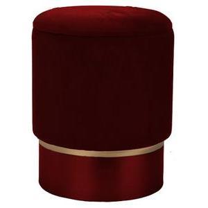 Tabouret art déco velours - ø 34.5 x H 44 cm - Rouge