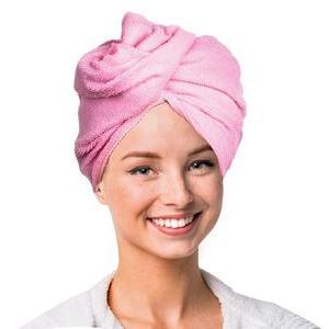 Turban sèche-cheveux en microfibre - Rose