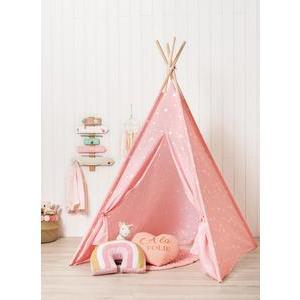 Tipi déco arc-en-ciel - 120 x H 160 cm - Rose, blanc