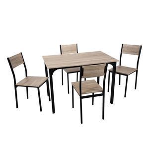 Salon Luna 5 pièces - 4 chaises + 1 table - Marron, noir - K.KOON