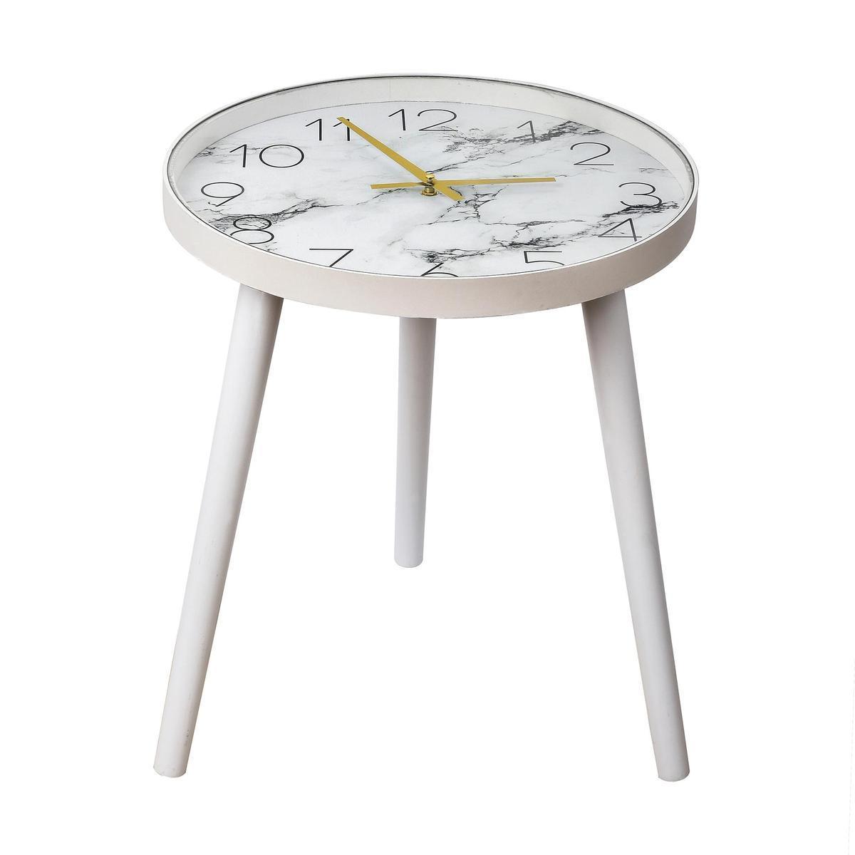 Bout de canapé horloge - ø 40 x H 47.5 cm - Blanc