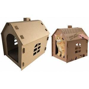 Maison pour chat personnalisable avec griffoir - 36 x H 48 x 44 cm - Marron