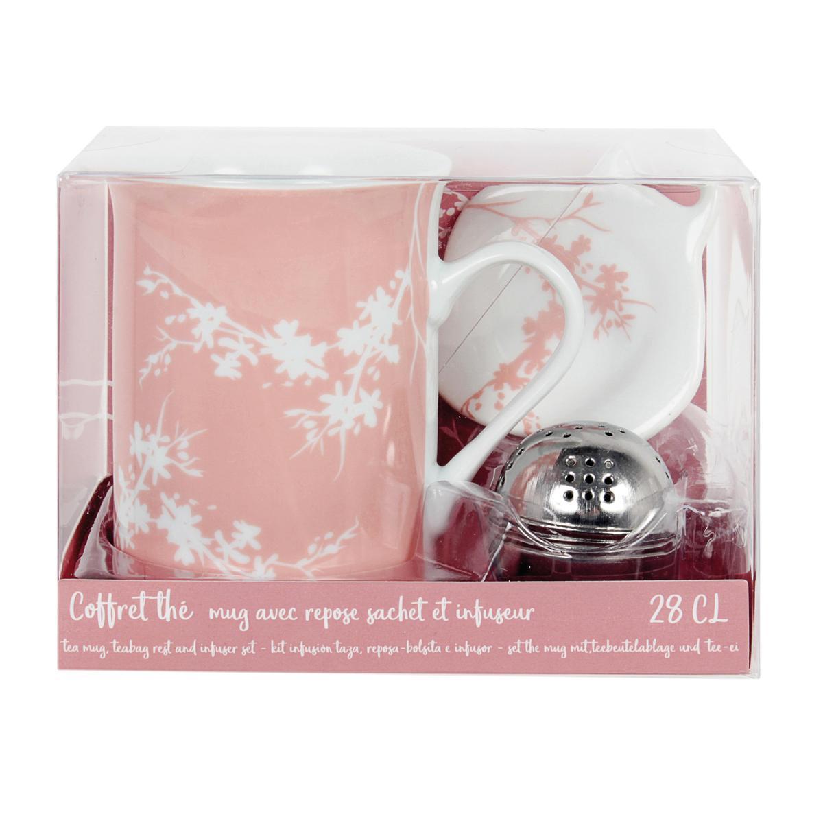 Coffret mug, infuseur à thé et repose-sachet de thé