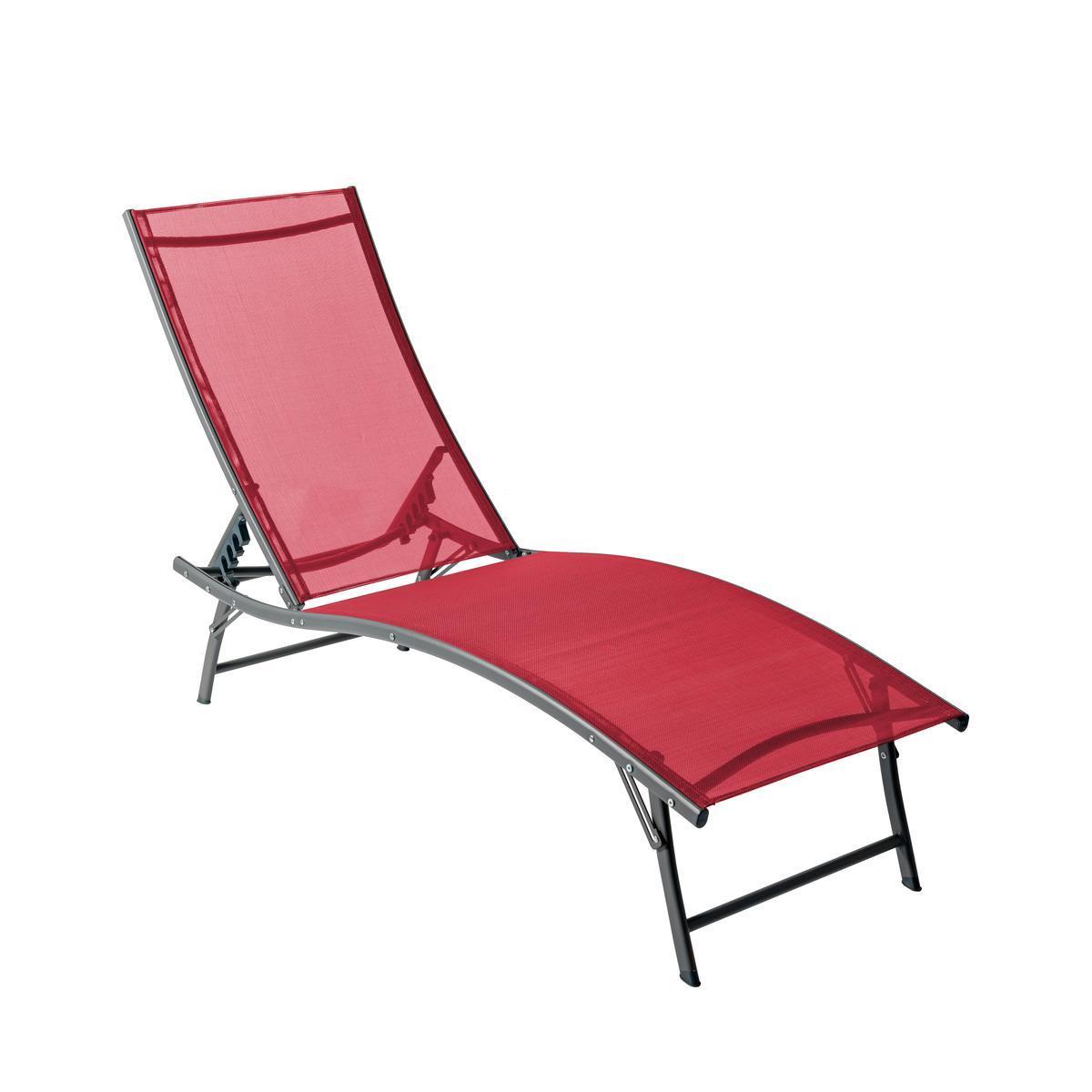 Transat Sunny - L 182 x H 36 x l 55 cm - Fraise - MOOREA