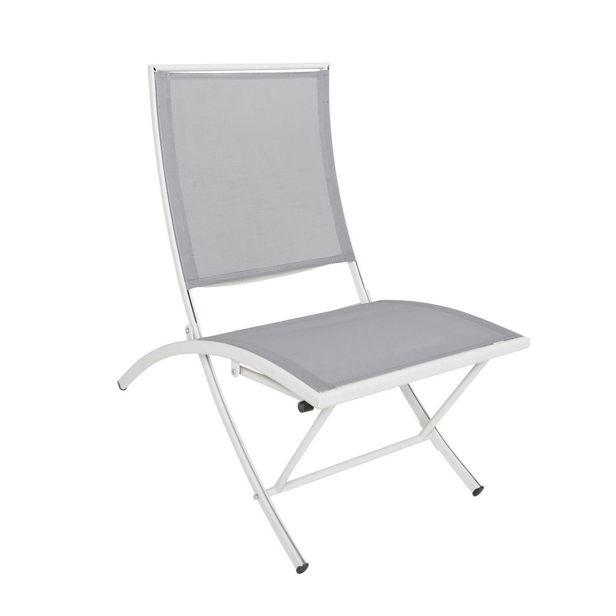 Fauteuil pliant Malo - 78 x 57 x H 75 cm - Blanc, gris clair - MOOREA