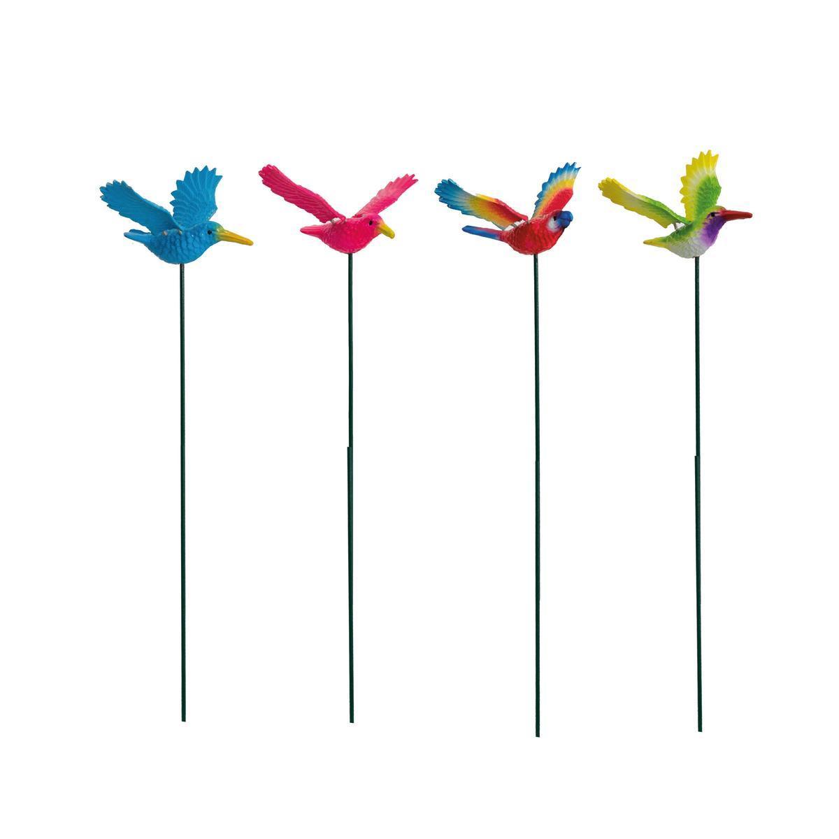 Oiseaux déco à planter - 8 x 7 x H 12 cm - Différents modèles - Multicolore