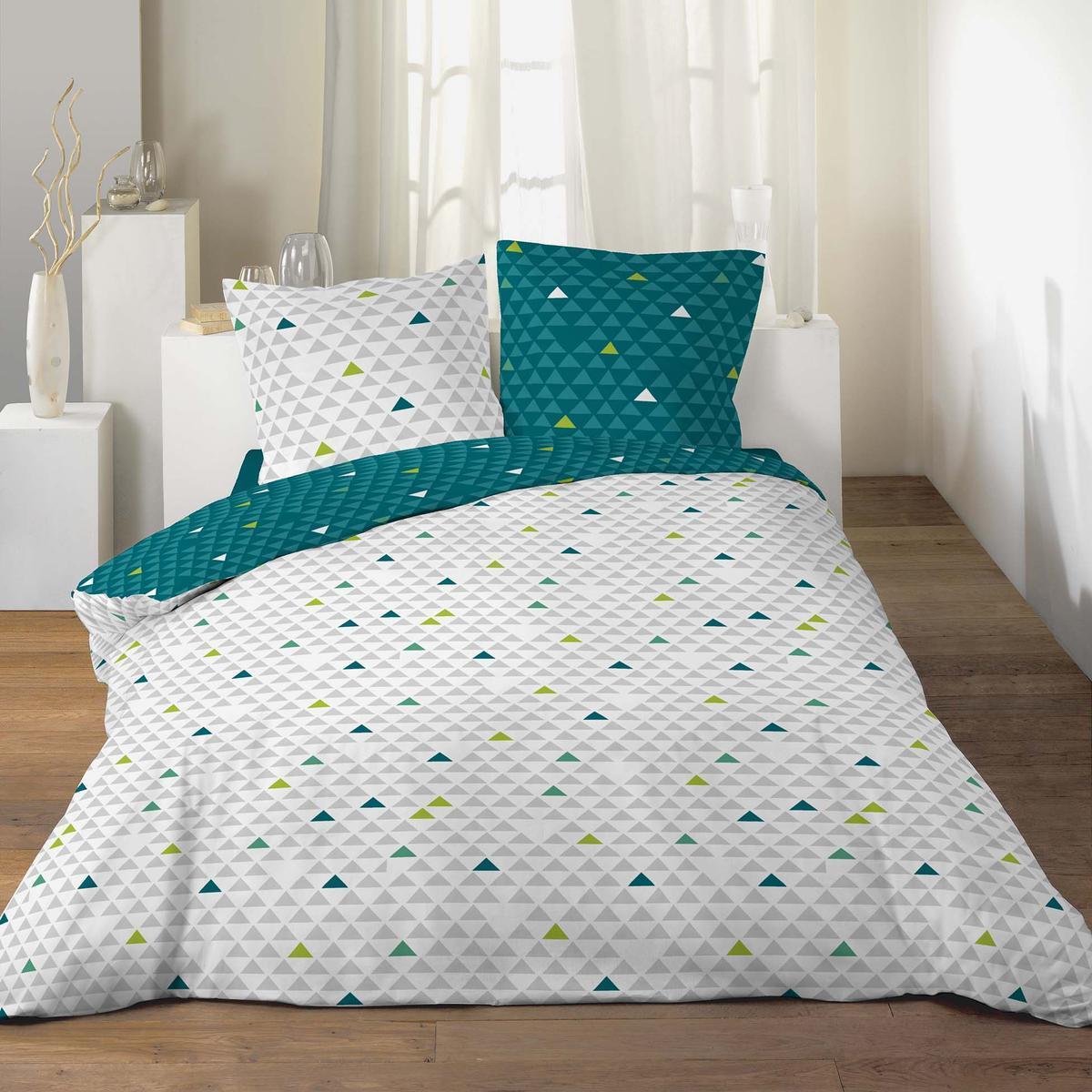 Parure de lit à motifs - 240 x 220 cm - Vert, blanc